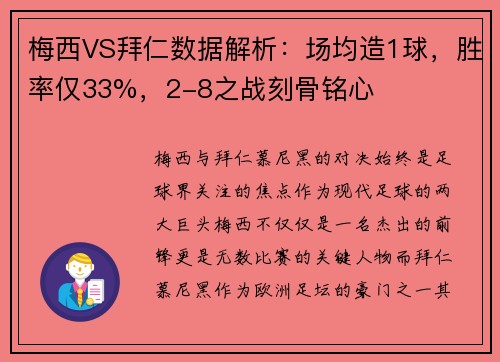 梅西VS拜仁数据解析：场均造1球，胜率仅33%，2-8之战刻骨铭心